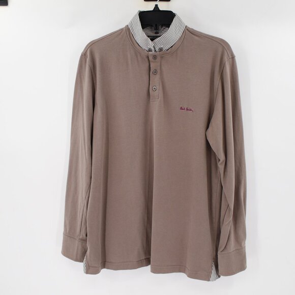 Paul Smith London Shirt Men’s S/M Cotton Long Sleeve Henley removable Collar - Picture 2 of 16